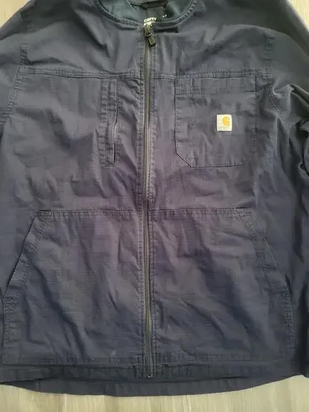 Carhartt Rugged Flex Ripstop Utility Warm-Up Jacket Men's XL Navy C81418 Work - Picture 2 of 9